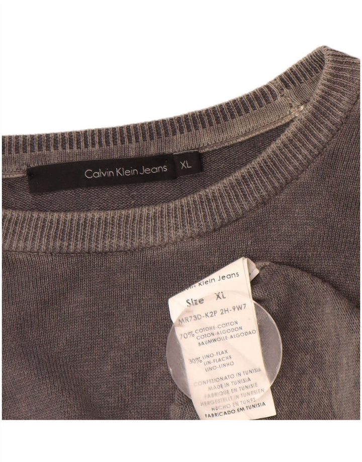 Calvin Klein Jeans Herre Boat Neck Jumper Sweater XL Grå Bomuld