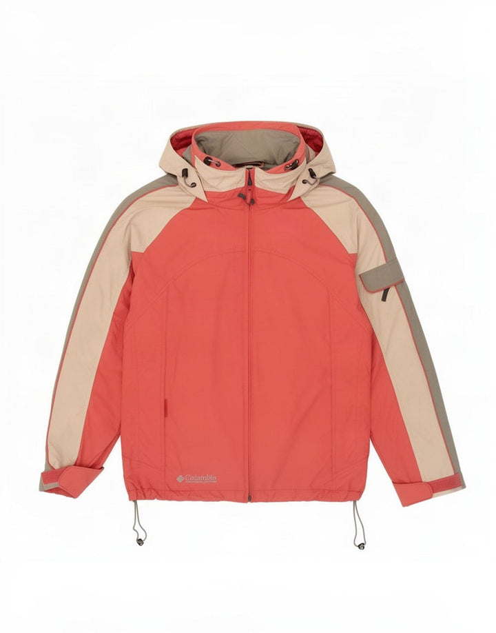 Columbia Skijakke med hætte til kvinder UK 14 Medium Rød Colourblock Polyamid