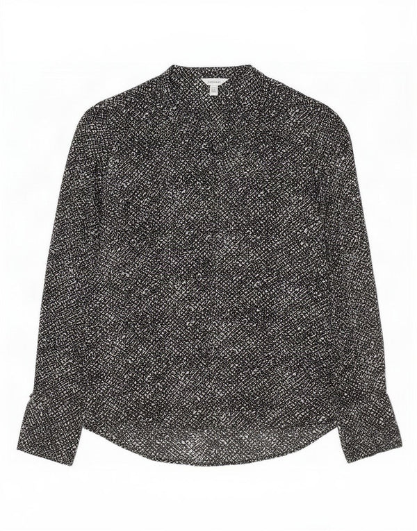 Calvin Klein Womens Abstract Pattern Long Sleeve Blouse Top UK 6 XS Black