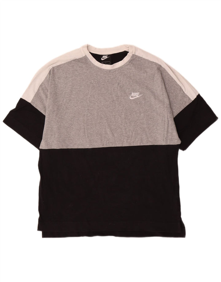 Nike Herre T-shirt Top Medium Sort Colourblock Bomuld