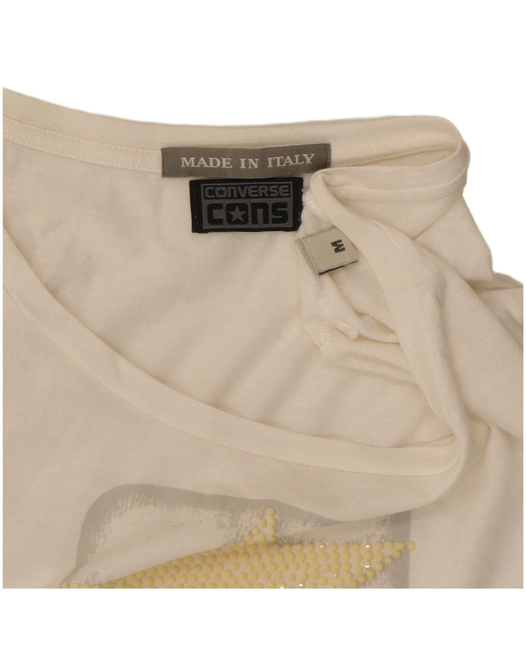 CONVERSE Grafisk T-shirt top til kvinder UK 12 Medium hvid bomuld