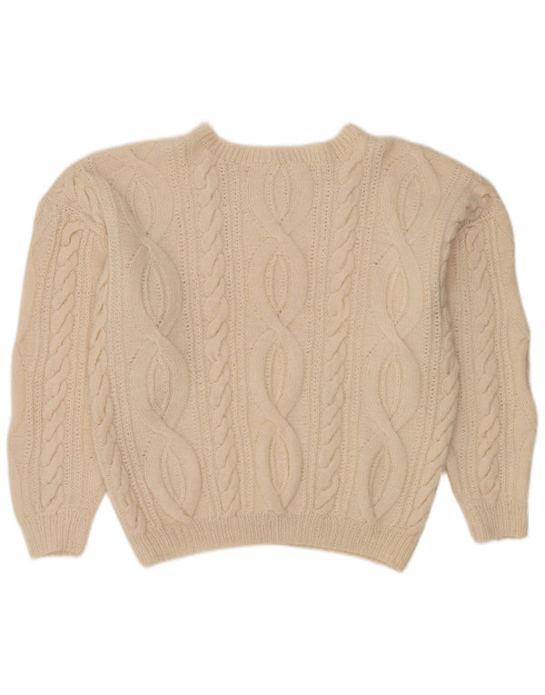 Vintage Dame Boat Neck Jumper Sweater UK 20 2XL Beige
