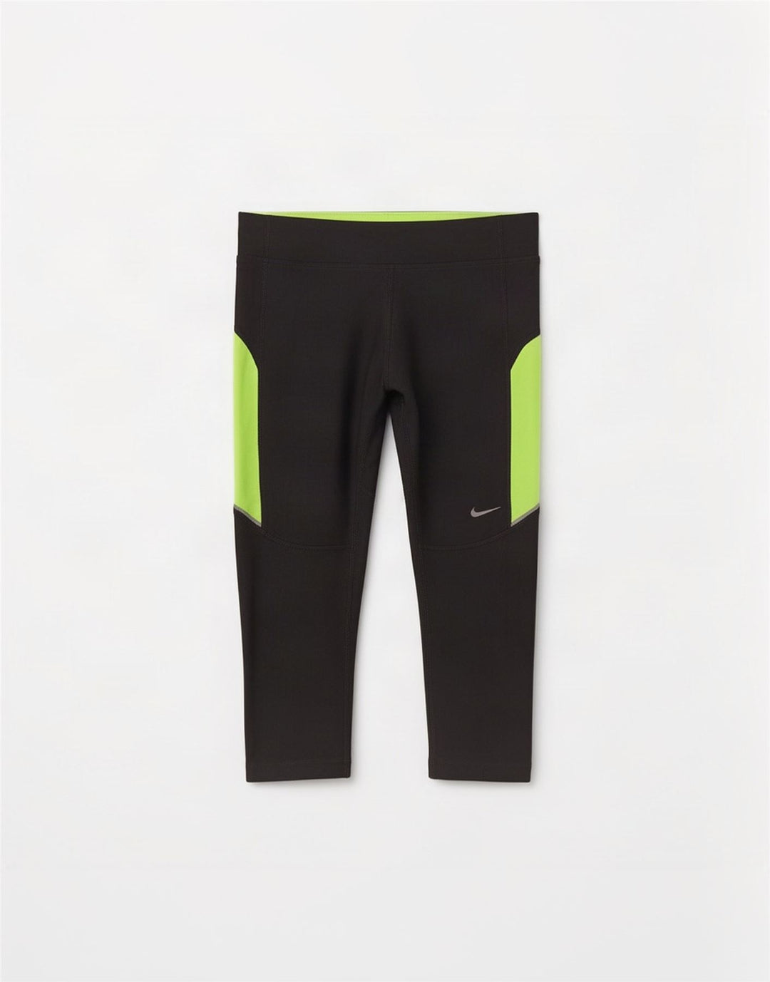 Nike Dame Dri Fit Capri Leggings UK 10 Small Grey Colourblock Polyester