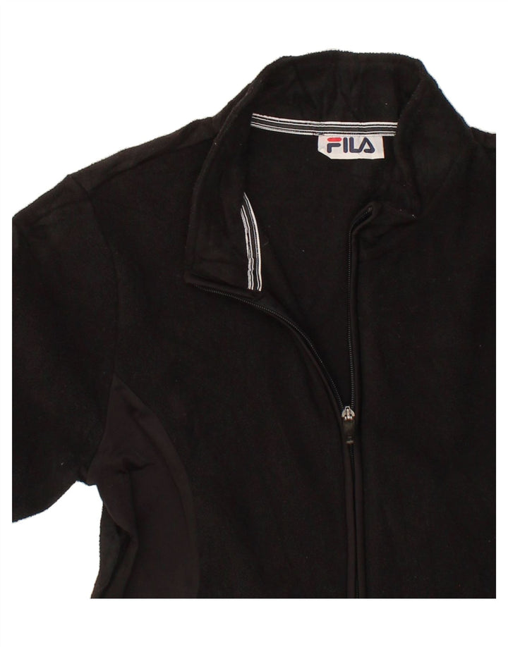 FILA Womens Fleece Jacket UK 14 Medium Black Vintage Fila and Second-Hand Fila from Messina Hembry 