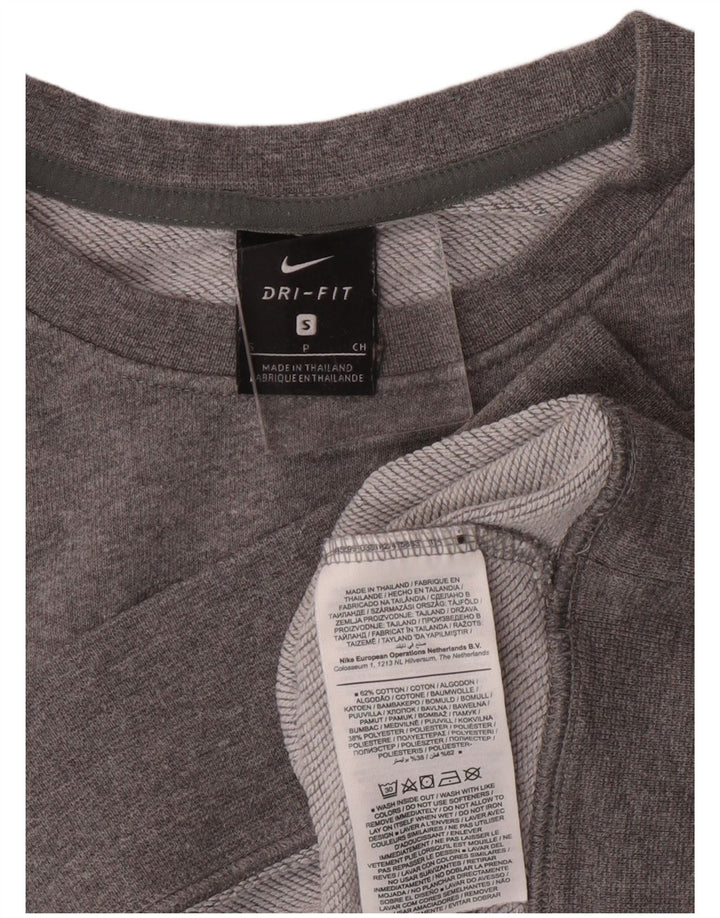 Nike Dame Dri Fit Grafisk Oversized Sweatshirt Jumper UK 10 Lille Grå