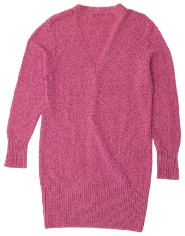 Andre Maurice Dame Longline Cardigan Sweater UK 14 Medium Pink Cashmere