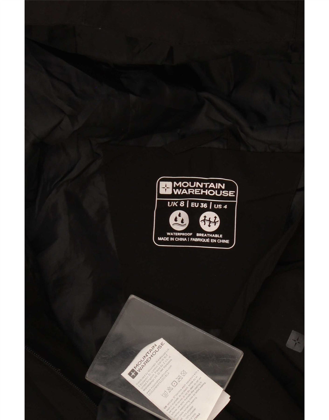 Mountain Warehouse Dame Regnjakke med hætte UK 8 Lille sort polyester