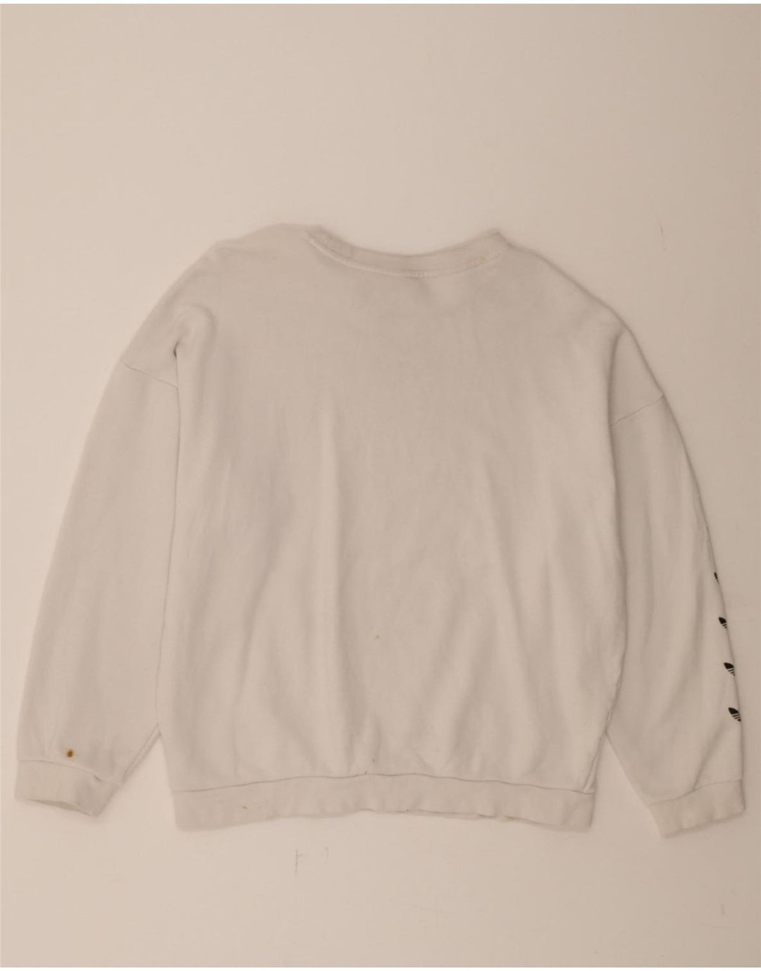 ADIDAS Womens Oversized Graphic Sweatshirt Jumper UK 16 Large White Cotton Vintage Adidas and Second-Hand Adidas from Messina Hembry 