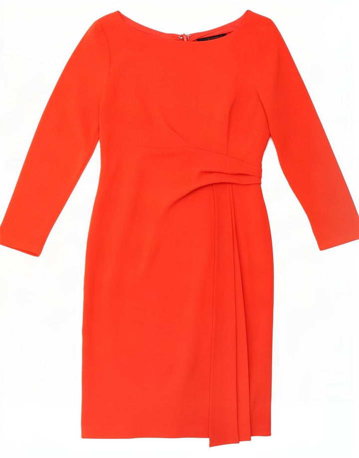 Coast Dame Langærmet Skede Kjole UK 12 Medium Rød Triacetat