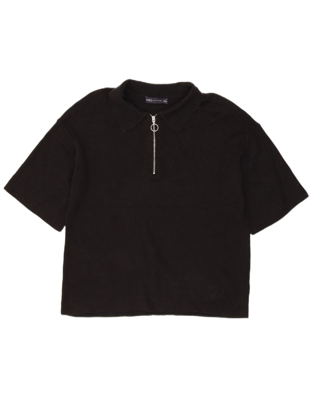Marks & Spencer Dame Polo Shirt UK 14 Medium Black Viscose