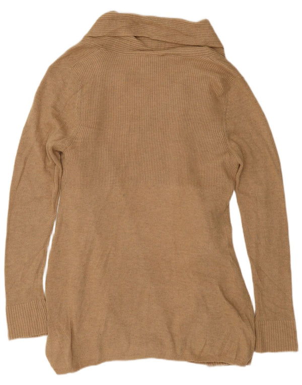 Phase Eight Womens Longline Open Cardigan Sweater UK 14 Medium Beige Bomuld