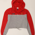 ELLESSE Womens Oversized Crop Hoodie Jumper UK 12 Medium Red Colourblock Vintage Ellesse and Second-Hand Ellesse from Messina Hembry 