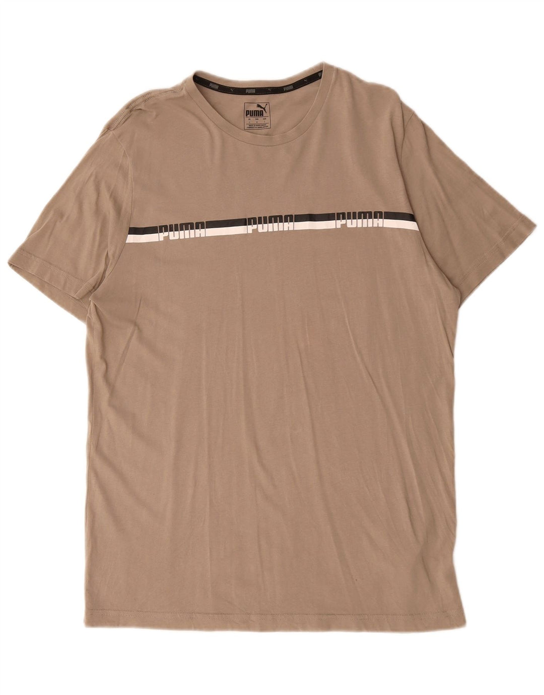 Puma Herre Grafisk T-Shirt Top Stor Beige Bomuld