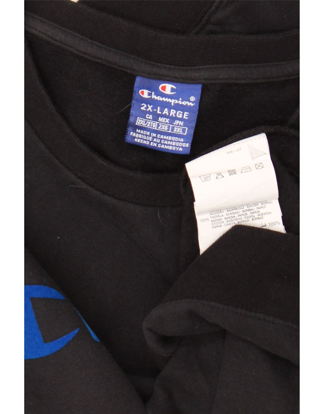 Champion Herre Grafisk Sweatshirt Jumper 2XL Sort Bomuld