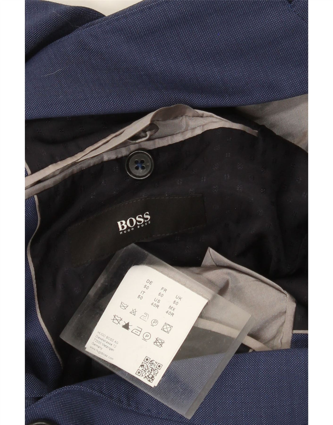 HUGO BOSS Herre 2-knaps blazerjakke EU 50 Large Blue Wool