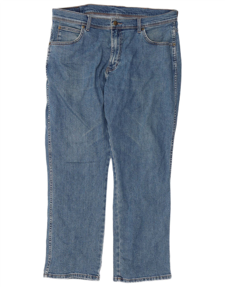 Wrangler Herre Regular Fit Straight Jeans W36 L30 Blå Bomuld