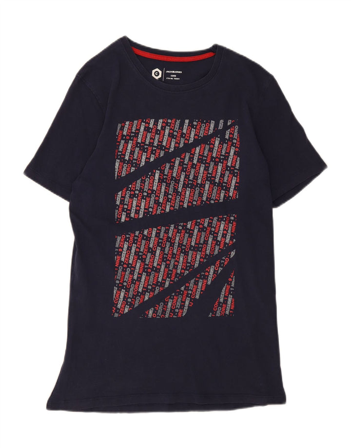 JACK & JONES Mens Graphic T-Shirt Top Large Navy Blue Vintage Jack & Jones and Second-Hand Jack & Jones from Messina Hembry 