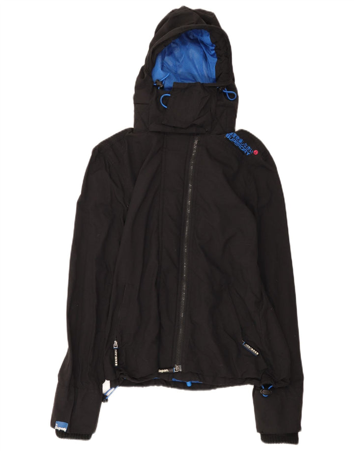 Superdry Windcheater Regnjakke med hætte til kvinder UK 14 Medium Sort Nylon