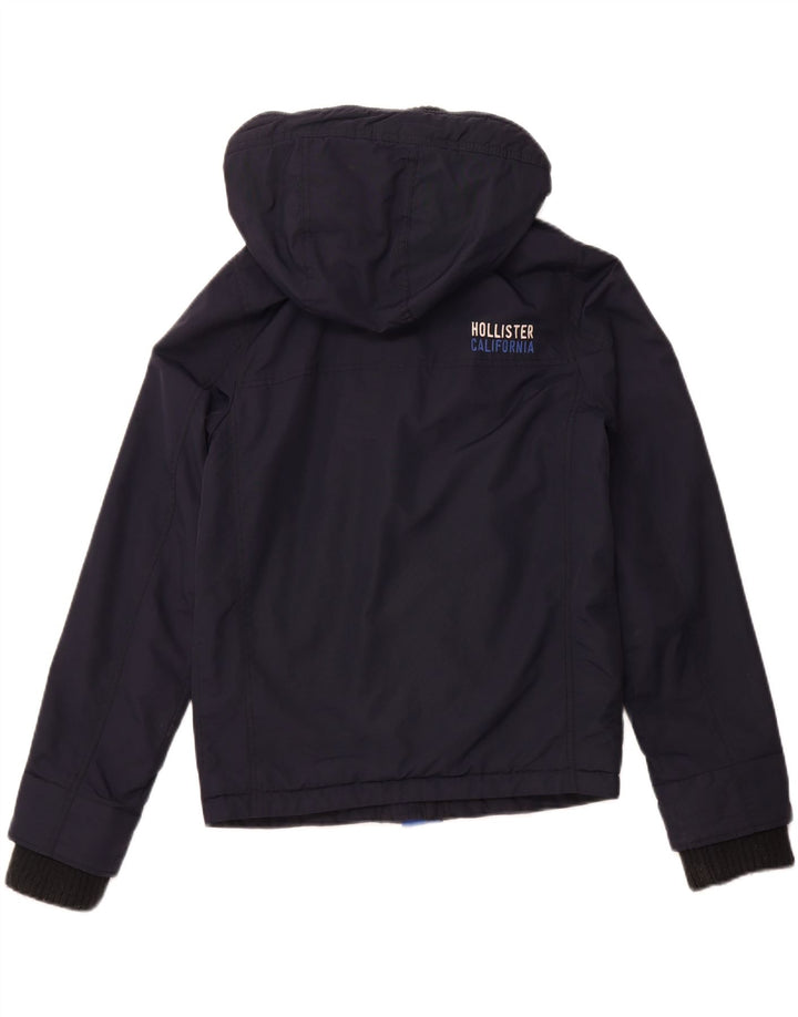 HOLLISTER Vindjakke med hætte til kvinder UK 10 Small Navy Blue Nylon