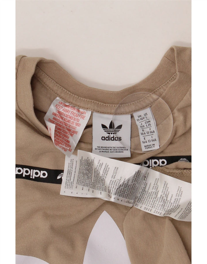 Adidas drenge grafisk t-shirt top 13-14 år beige bomuld