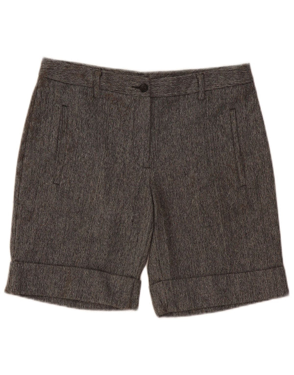 Benetton Womens High Waist Casual Shorts IT 42 Medium W32 Grey Pinstripe