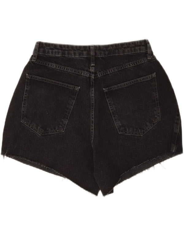 Topshop Dame Denim Shorts UK 10 Small W28 Sort Bomuld