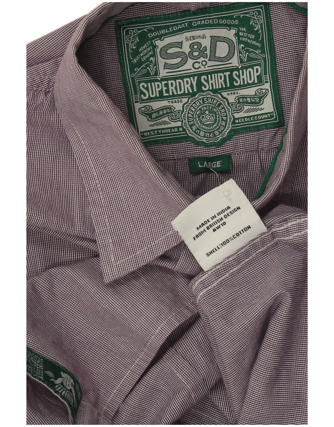 Superdry herreskjorte stor lilla ternet bomuld