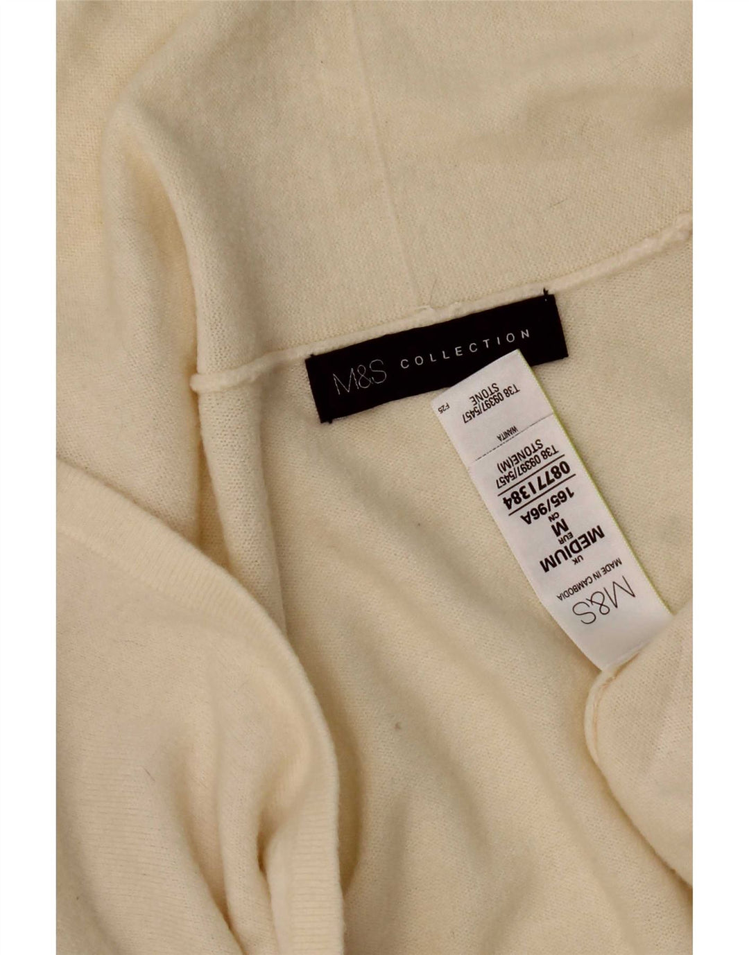 Marks & Spencer Dame Open Cardigan Sweater UK 14 Medium Beige Akryl