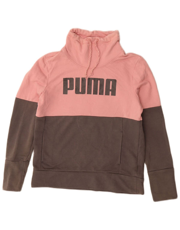 Puma Graphic Sweatshirt Jumper UK 14 Medium Pink Colourblock Bomuld