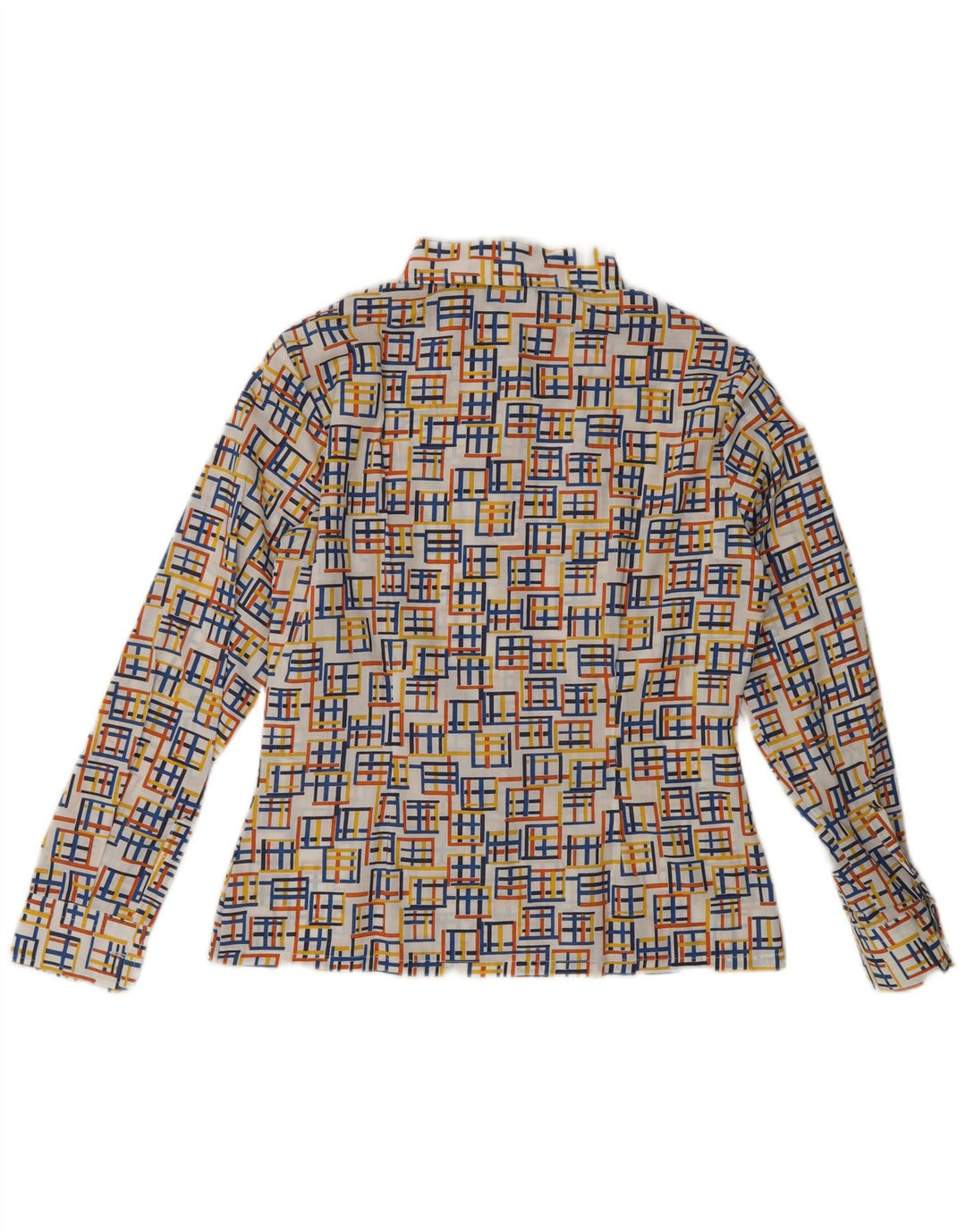 Vintage dameskjorte bluse EU 40 Medium flerfarvet geometrisk polyester