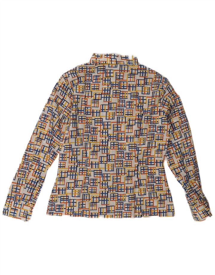 Vintage dameskjorte bluse EU 40 Medium flerfarvet geometrisk polyester