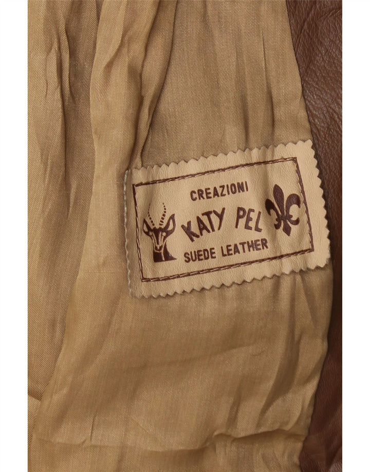 VINTAGE Womens Leather Jacket UK 14 Medium Brown Leather Vintage Vintage and Second-Hand Vintage from Messina Hembry 