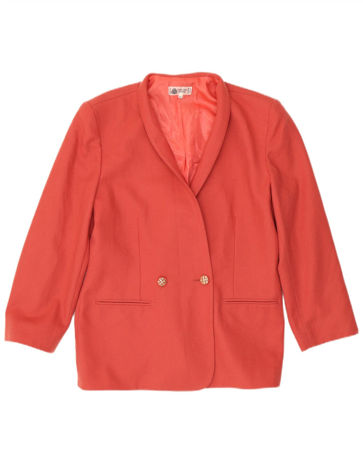Vintage Dame Dobbeltradet Blazer Jakke IT 48 XL Pink Virgin Wool