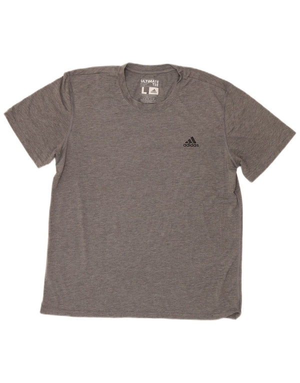 Adidas Herre Climalite T-Shirt Top Stor Grå Flecked Polyester