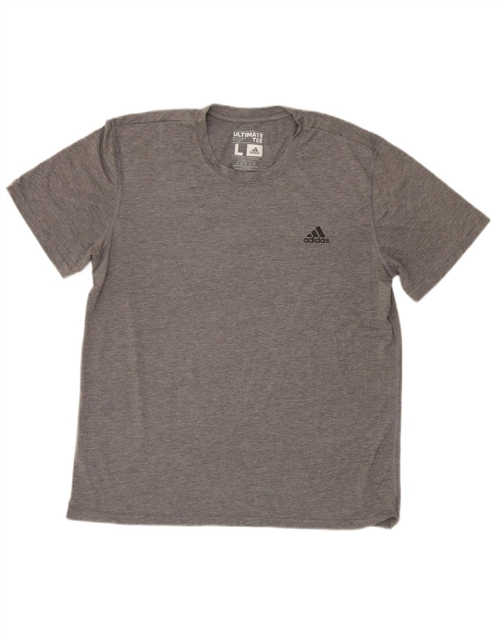 Adidas Herre Climalite T-Shirt Top Stor Grå Flecked Polyester