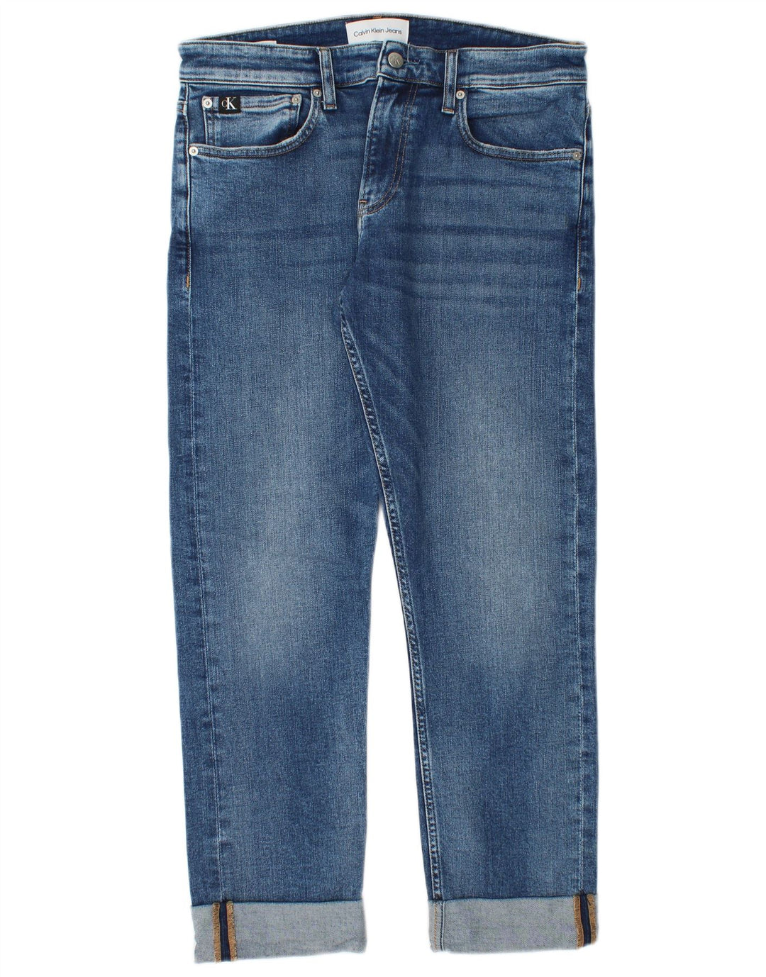 Calvin Klein Straight Jeans til mænd W32 L27 blå bomuld