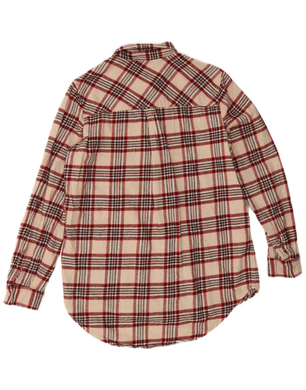 Marks & Spencer Dame Oversized Flanell Shirt UK 10 Small Beige Check