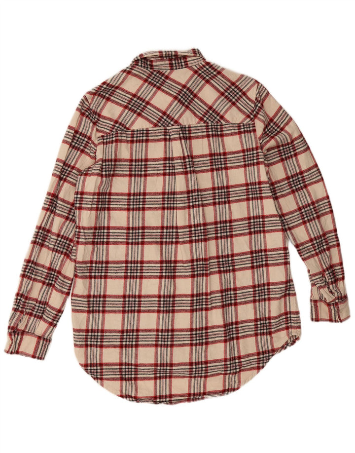 Marks & Spencer Dame Oversized Flanell Shirt UK 10 Small Beige Check