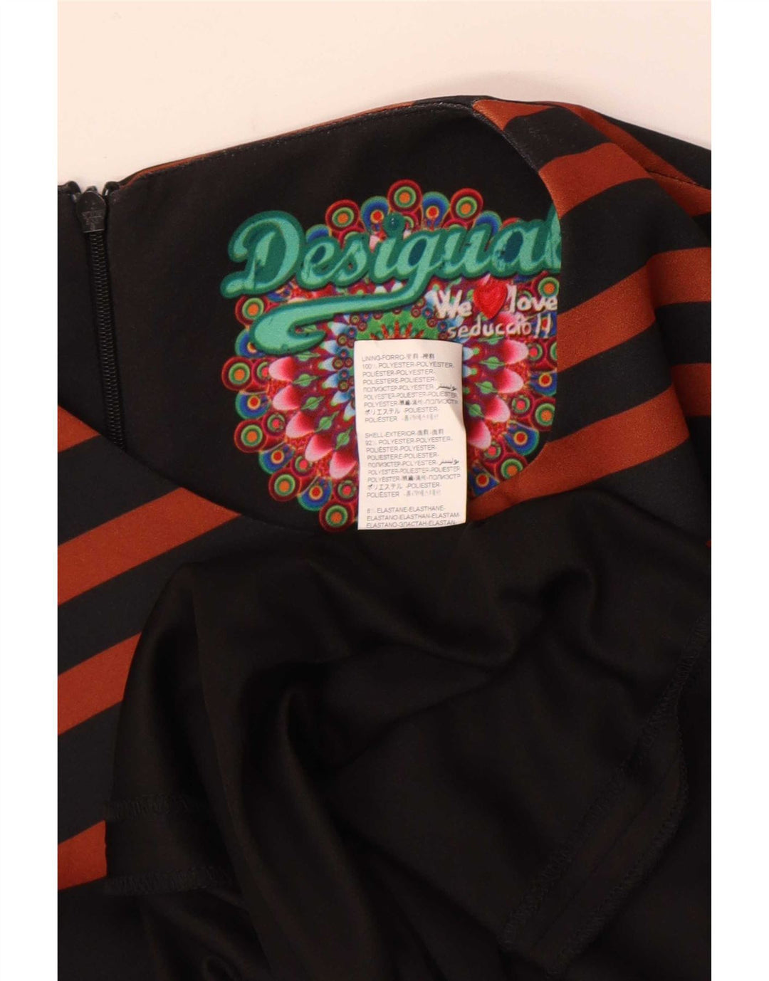 Desigual Dame Grafisk Ærmeløs Skift Kjole EU 38 Medium Sort Stribet