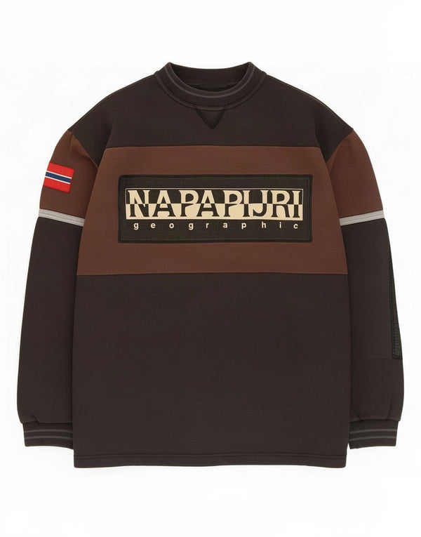 Napapijri Herre Geographic Sweatshirt Jumper Medium Sort Colourblock