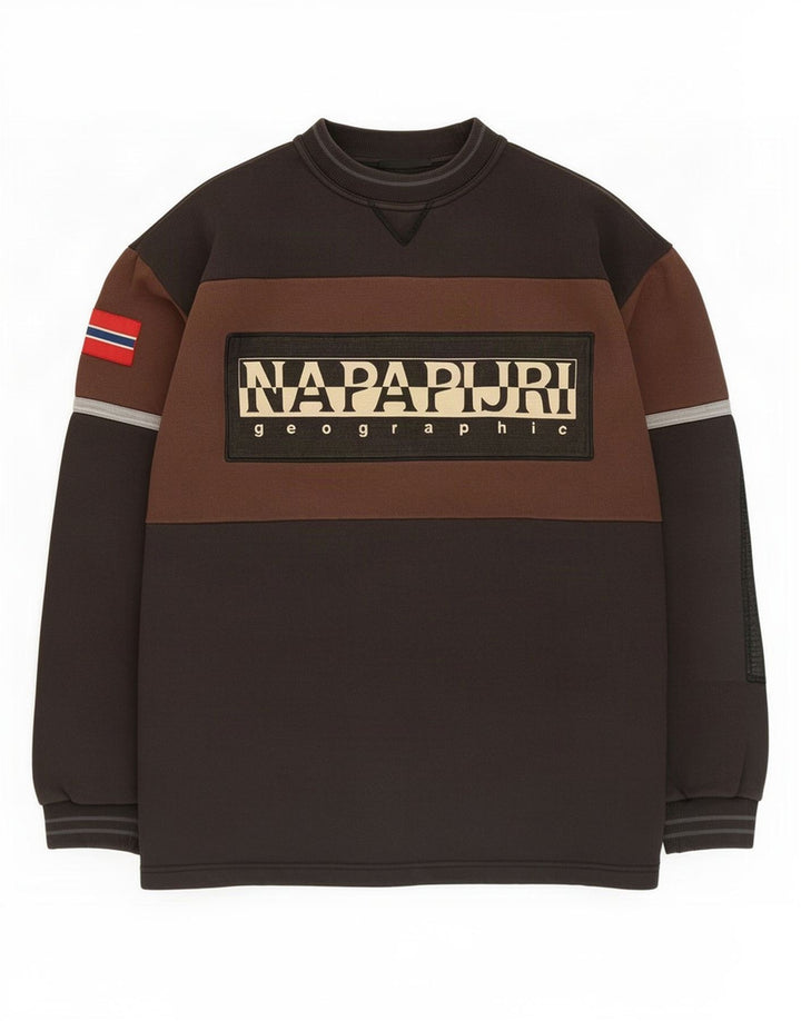 Napapijri Herre Geographic Sweatshirt Jumper Medium Sort Colourblock