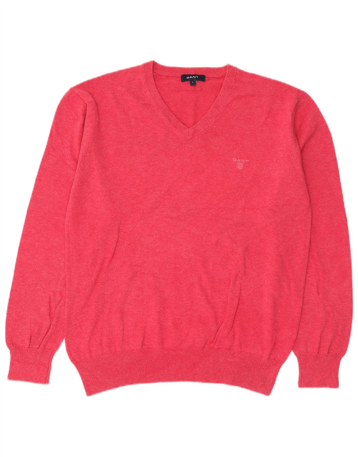 Gant Herre V-hals sweater Stor Pink Bomuld