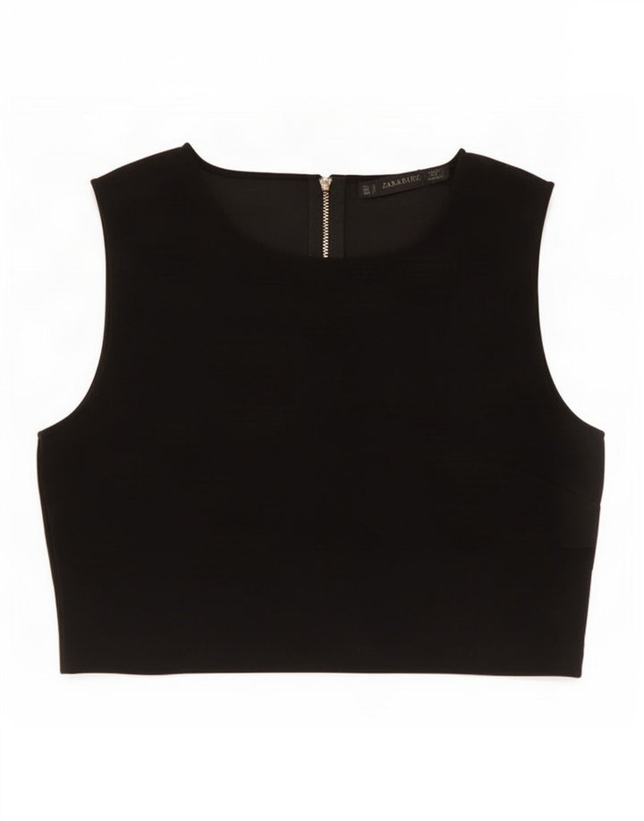 Zara Womens Sleeveless Crop Top UK 10 Small Black