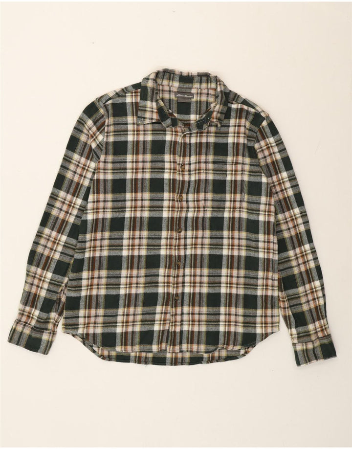 Eddie Bauer Herre Flanelskjorte Stor Grøn Plaid Bomuld