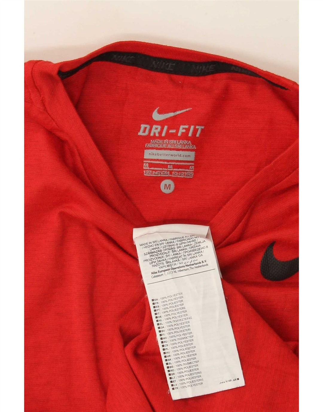 Nike Boys Dri Fit T-shirt Top 10-11 år Medium Rød Flecked Polyester