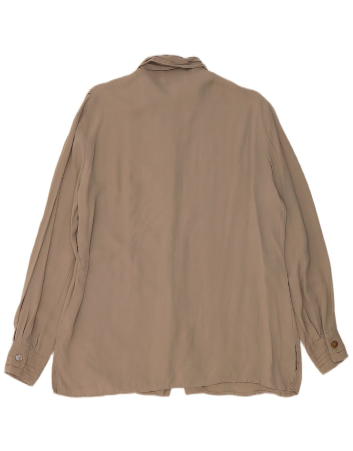 Pancaldi & B Dameskjortebluse UK 16 Stor Grå Silke