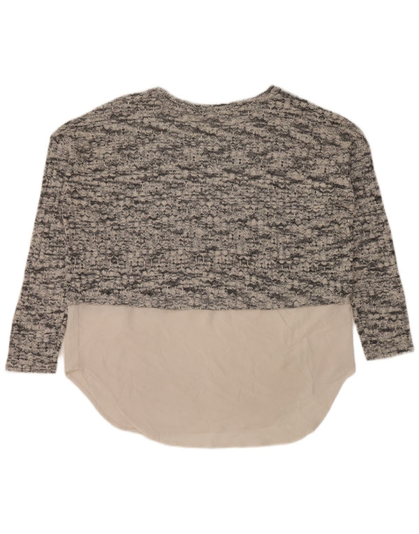 Zara Dame Oversized Boat Neck Jumper Sweater UK 14 Medium Grey