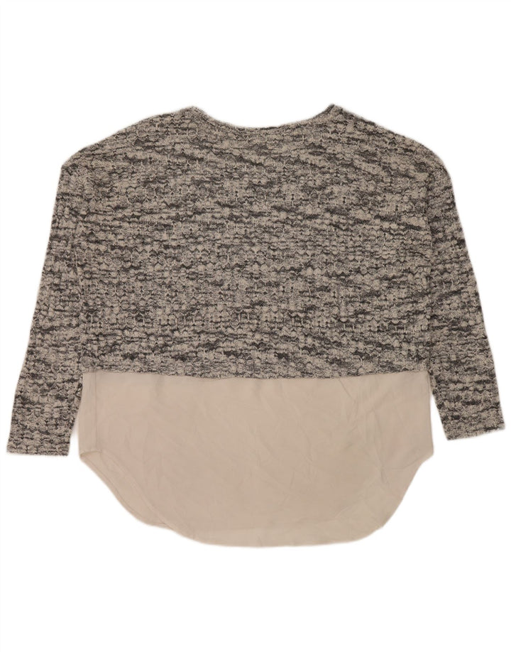Zara Dame Oversized Boat Neck Jumper Sweater UK 14 Medium Grey