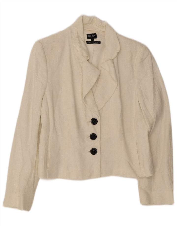 Hobbs Dame 3 Button Blazer Jacket UK 14 Large Off White Linen