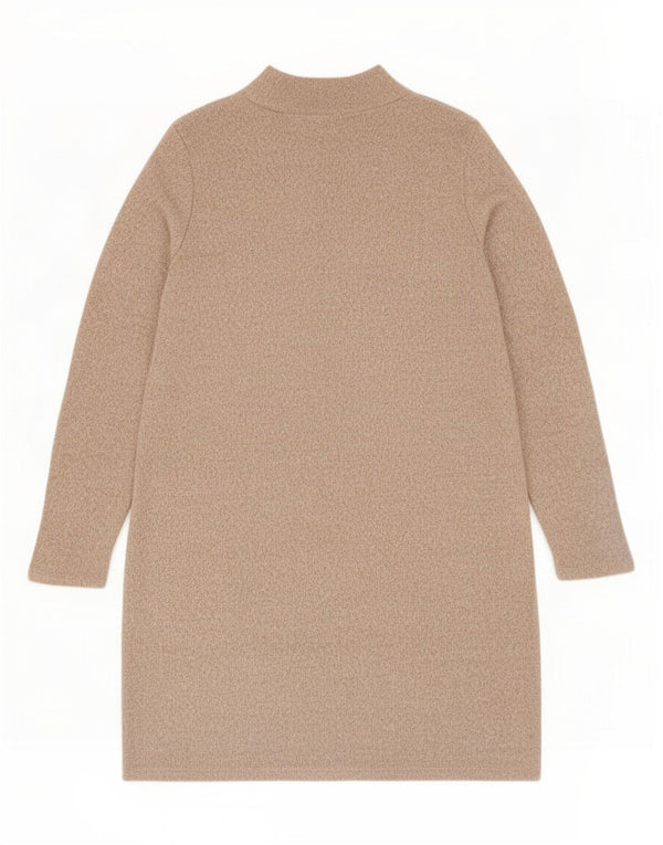 Marks & Spencer Dame Langærmet Jumper Dress UK 14 Large Beige Flecked
